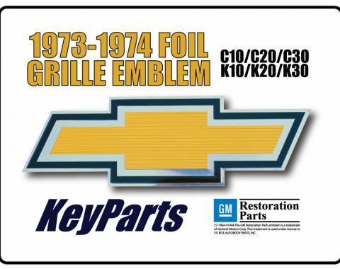 Key Parts '73-'74 Chevrolet Foil Grille Emblem 0850-045