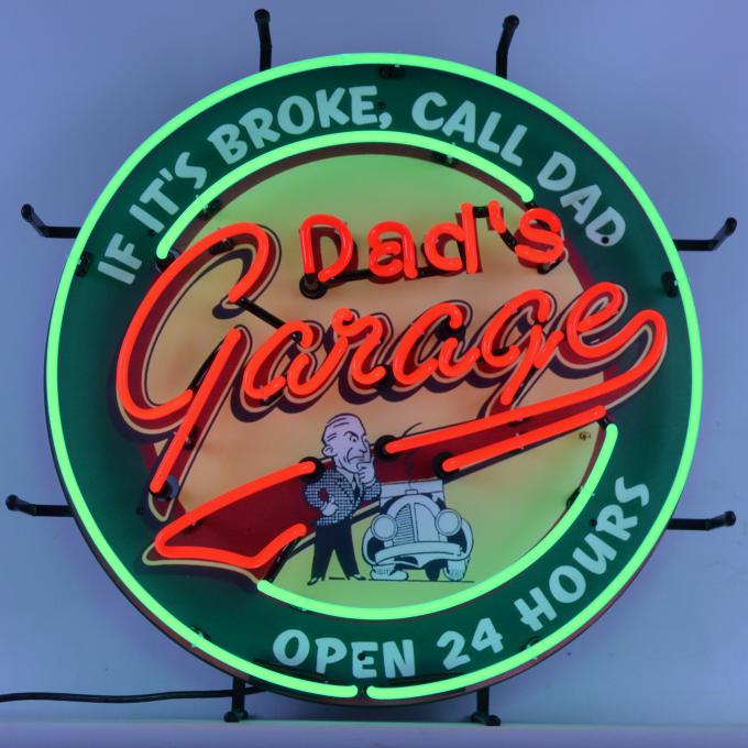 Neonetics Standard Size Neon Signs, Dad's Garage Neon Sign with Backing