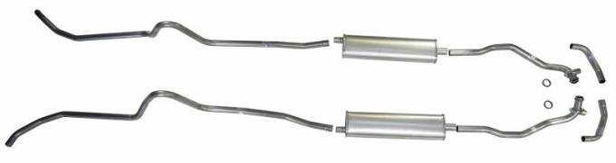 Chevy Dual Exhaust System, V8 4-Barrel Carburetor & Fuel Injection, Stainless Steel, Hardtop, Sedan, 1957