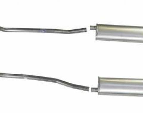 Chevy Dual Exhaust System, V8 4-Barrel Carburetor & Fuel Injection, Stainless Steel, Hardtop, Sedan, 1957