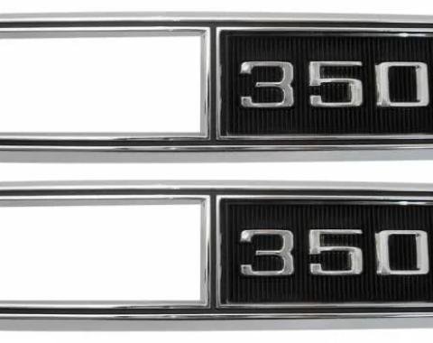 AMD Side Marker Bezels, Front, "350", LH/RH Pair, 68 Chevelle El Camino Fullsize Chevy Car; 68-69 Chevy II Nova T-4522