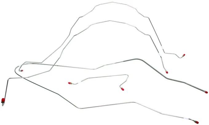 Classic Performance Front Disc Brake Line Conversion Kit with Intermediate Lines, Stainless Steel, Power Brakes 5557LK-SS