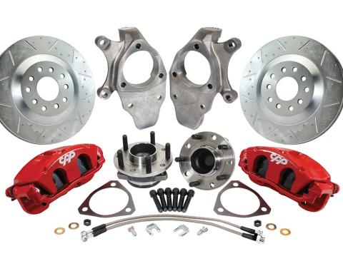Classic Performance Corvette Style Front Disc Brake Spindle Wheel Kit with C7 Hubs & 2" Drop Spindles, 1955-57 Chevy Full 5557SWBK-DC7R