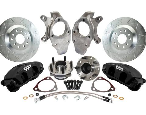 Classic Performance Corvette Style Front Disc Brake Spindle Wheel Kit with C7 Hubs & 2" Drop Spindles, 1955-57 Chevy Full 5557SWBK-DC7B