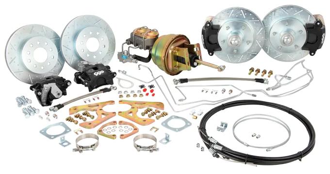 Classic Performance Front/Rear Disc Kit w/ Power Brake Booster Kit, 2" Drop Spindles for 1955-1957 Chevy Full Size 5557FRBK-D1012-8