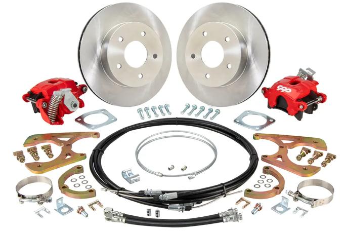 Classic Performance 11" Rear Disc Brake Wheel Kit w/ E-Brakes 55-57 Chevy Full Size, Red Calipers, 5 x 4.75 5557RWBK-E-R