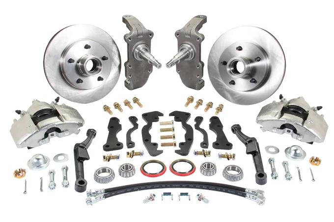 Classic Performance Front Disc Brake Kit with 2" Drop Spindles & Steering Arms, 0 Offset, Works with OEM Wheels 5557SWBK-DOE-SA