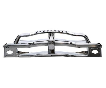 AMD Grille Assembly, Chrome with Black Lettering, 54-55 Chevy Pickup Truck Suburban X150-4054-C