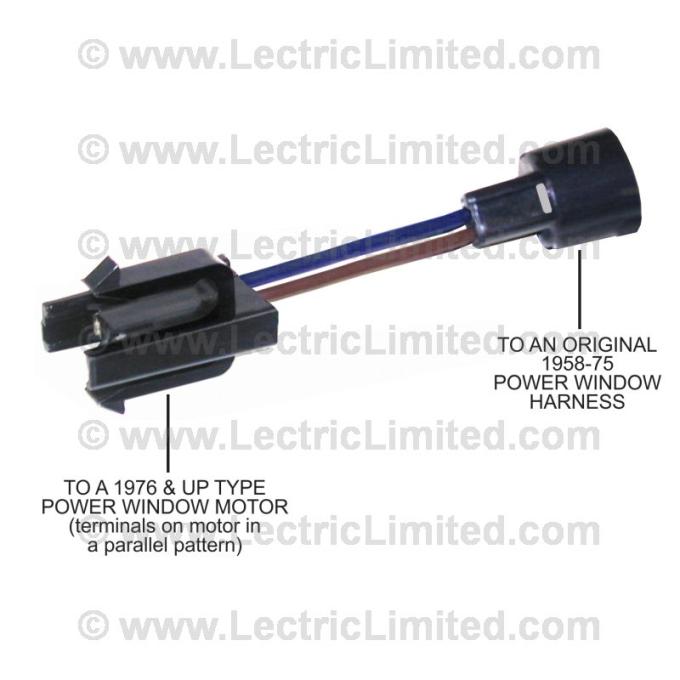 Lectric Limited 1957-1975 Buick / Cadillac / Chevrolet / Oldsmobile / Pontiac Power Window Motor Adapter Harness VPW7682CKB