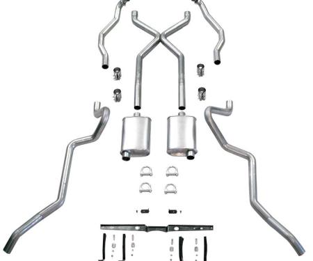 Shafers Classic Reproductions 1955-1957 Chevrolet Full Size X Exhaust System w/ 2" Ram's Horn to 2-1/2" Sedan and Hardtop, Stainless Steel 63083S