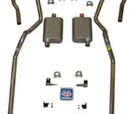 Shafers Classic Reproductions 1955-1957 Chevrolet Full Size 2" Dual Turbo Exhaust System w/ 2" Ram's Horn Manifolds, Stainless Steel 63060S