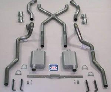 Shafers Classic Reproductions 1955-1957 Chevrolet Full Size X Exhaust System, 2-1/2" Turbo Sedan and Hardtop w/ 3/4 Headers, Stainless Steel 63092S