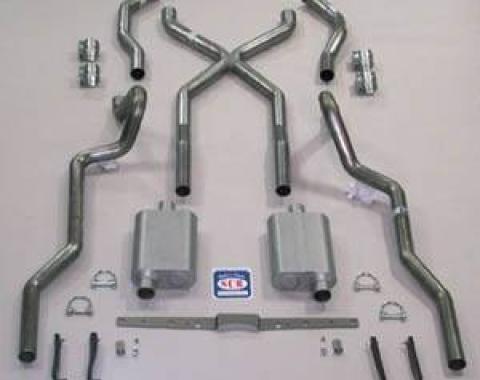 Shafers Classic Reproductions 1955-1957 Chevrolet Full Size X Exhaust System, 2-1/2" Turbo Sedan and Hardtop w/ 3/4 Headers, Stainless Steel 63092S