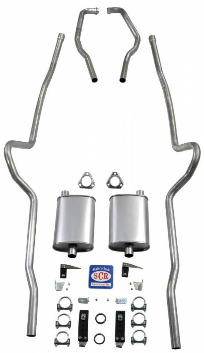 Shafers Classic Reproductions 1955-1957 Chevrolet Full Size 2" Dual Turbo Exhaust System w/ Ram's Horn manifolds 63117