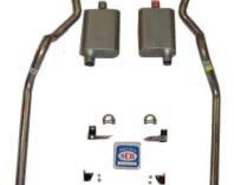 Shafers Classic Reproductions 1955-1957 Chevrolet Full Size 2" Dual Turbo Exhaust System w/ 2" Standard Type Hedman Headers, Stainless Steel 63062S