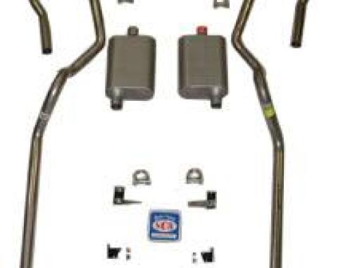 Shafers Classic Reproductions 1955-1957 Chevrolet Full Size 2" Dual Turbo Exhaust System w/ 2" Ram's Horn Manifolds, Stainless Steel 63060S