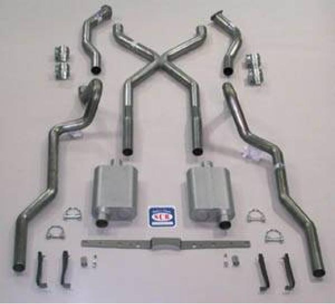 Shafers Classic Reproductions 1955-1957 Chevrolet Full Size X Exhaust System, 2-1/2" Turbo Sedan and Hardtop w/ 3/4 Headers, Stainless Steel 63092S