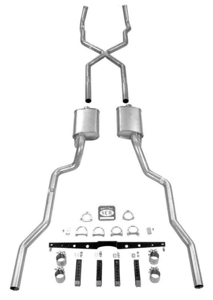 Shafers Classic Reproductions 1955-1957 Chevrolet Full Size X Exhaust System, 2-1/2" Turbo Sedan and Hardtop w/ 3/4 Headers, Stainless Steel 63091S