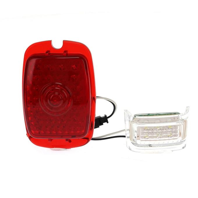 AMD Tail Light Lens, Red Lens, 27 Red LED, 6 White License Lamp LED, 12 Volt, LH, 47-53 Chevy GMC Truck X951-4047-DL