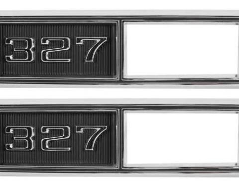 AMD Side Marker Bezels, Front, "327", LH/RH Pair -68 Chevelle El Camino Fullsize Chevy Car; 68-69 Chevy II Nova T-4521