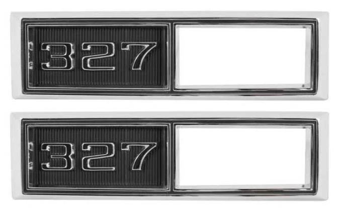 AMD Side Marker Bezels, Front, "327", LH/RH Pair -68 Chevelle El Camino Fullsize Chevy Car; 68-69 Chevy II Nova T-4521