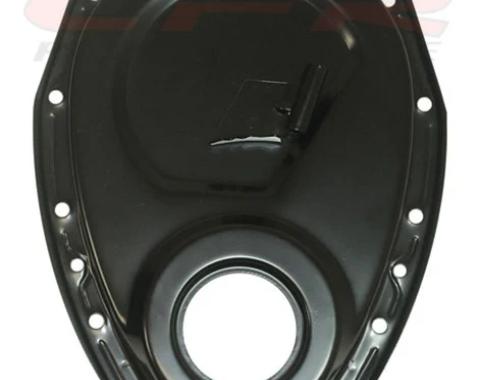 CFR Performance 1955-95 Chevy Small Block 283-305-327-350-400 Steel Timing Chain Cover W/ Timing Tab - Black HZ-4934-PBK-L