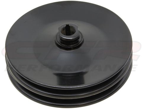 CFR Performance Steel Chevy GM Key Way Power Steering Pump Pulley 2 Groove - Black HZ-8949-PBK