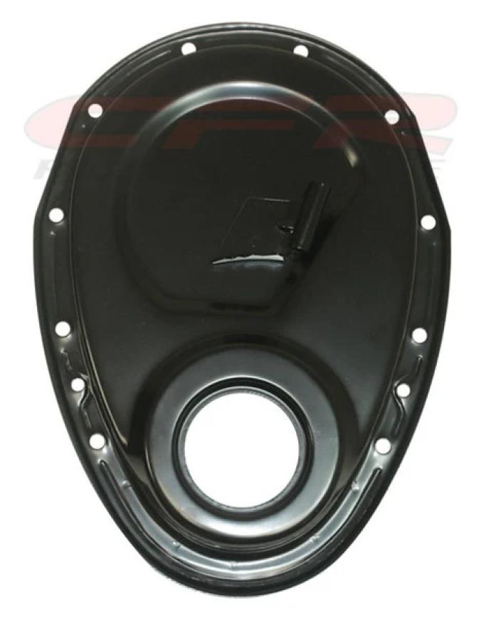 CFR Performance 1955-95 Chevy Small Block 283-305-327-350-400 Steel Timing Chain Cover W/ Timing Tab - Black HZ-4934-PBK-L