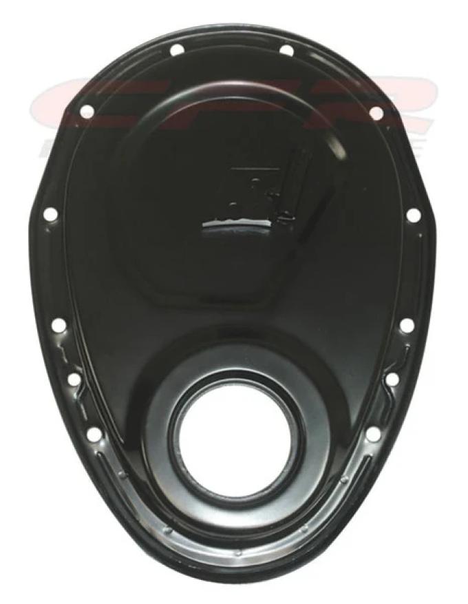 CFR Performance 1955-95 Chevy Small Block 283-305-327-350-400 Steel Timing Chain Cover W/ Timing Tab - Black HZ-4934-PBK-T