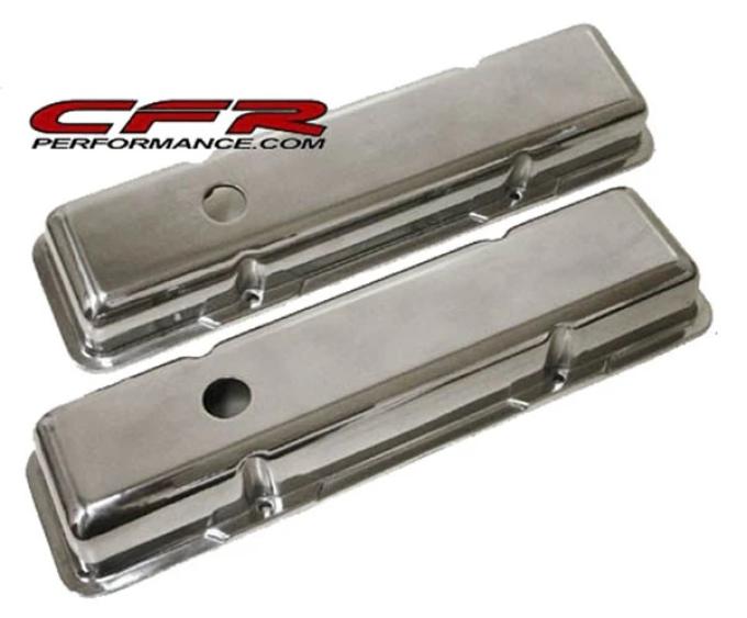 CFR Performance 1958-86 Chevy Small Block 283-305-327-350-400 Short Polished Aluminum Valve Covers - Smooth HZ-6031-POL