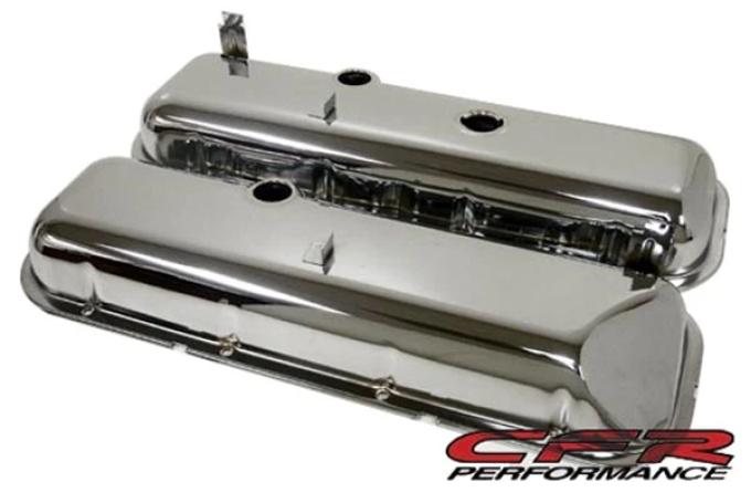 CFR Performance Steel OEM-Style Short Valve Covers Fits 1965-1972 Chevy BB 396-427-454 - Recessed Corner - 1-2 Holes HZ-9504-1