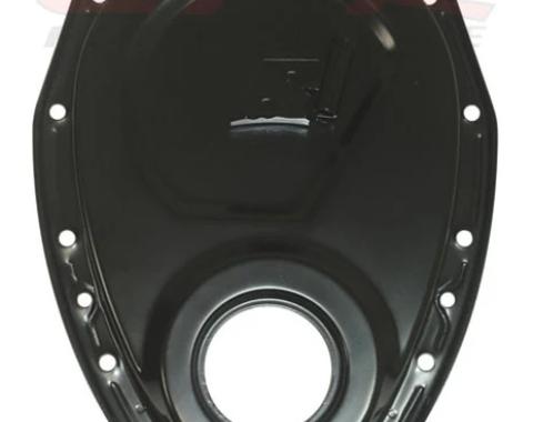 CFR Performance 1955-95 Chevy Small Block 283-305-327-350-400 Steel Timing Chain Cover W/ Timing Tab - Black HZ-4934-PBK-T