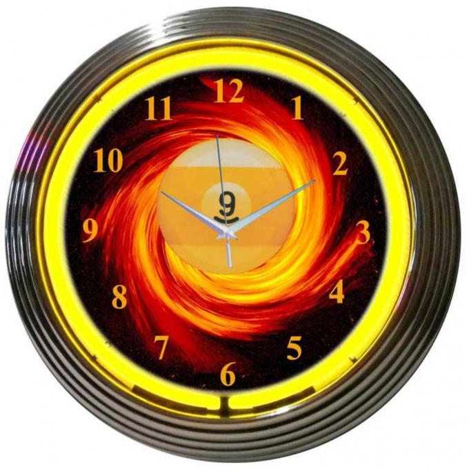 Neonetics Neon Clocks, 9 Ball Fire Neon Clock