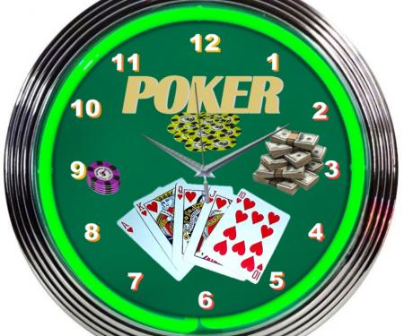 Neonetics Neon Clocks, Poker Green Neon Clock