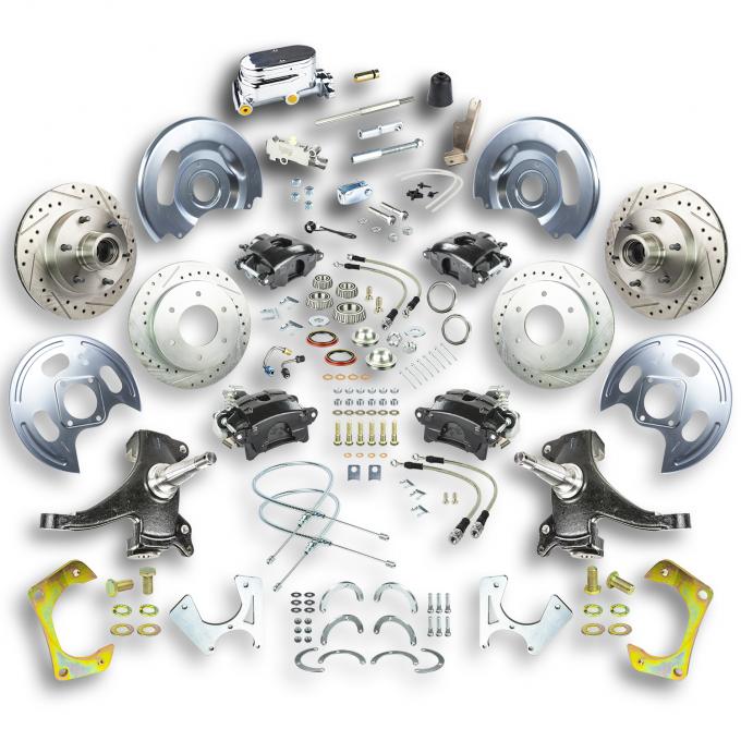 Right Stuff 63-70 GM Truck/Suburban, 2" Drop, Std 4-Wheel Disc Kit Blk Calipers Chrome Upper TSD6346DBX