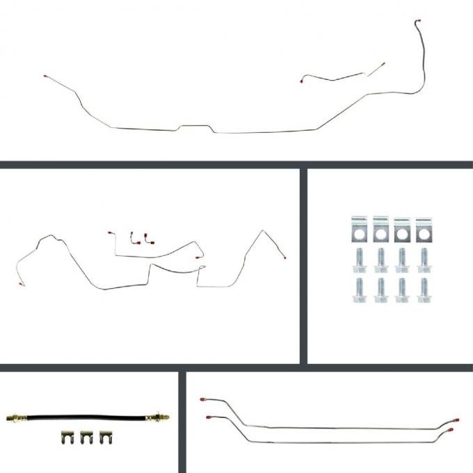 Right Stuff 64-65 GM A-Body, Pre-Bent OE Steel Front Disc Conversion 4-Wheel Brake Line Kit ASP64H2
