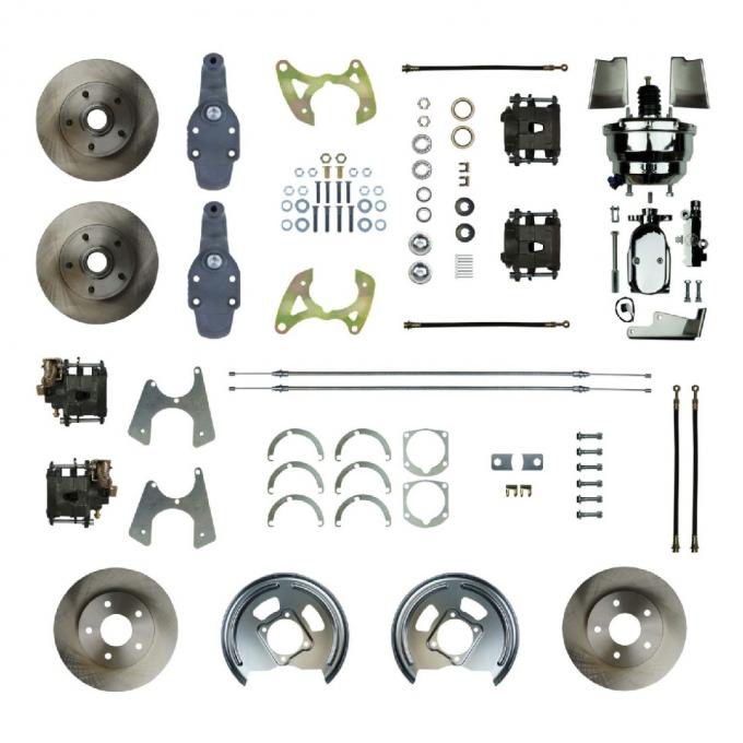 Right Stuff 1965-70 Impala, 2" Drop, 8" Booster, Power 4-Wheel Disc Brake Conversion Kit FSC654DCDX