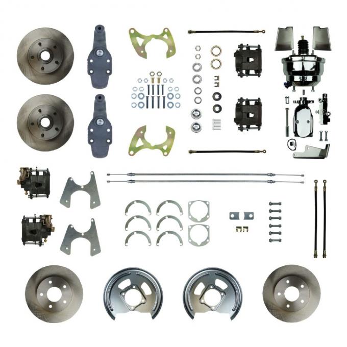 Right Stuff 1965-70 Impala, 2" Drop, 8" Booster, Power 4-Wheel Disc Brake Conversion Kit FSC654DCDX