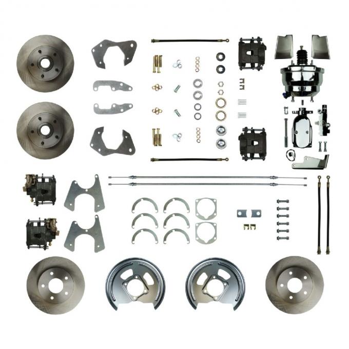 Right Stuff 1965-68 Impala, 8" Chrome Booster, Power 4-Wheel Disc Brake Conversion Kit FSC654DCCX