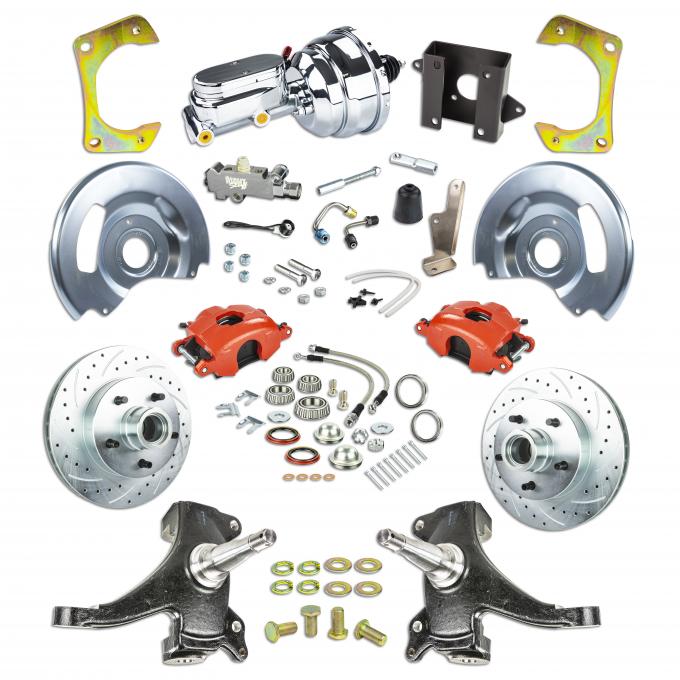 Right Stuff 1960-62 Chevy/GMC Truck/Sub 2" Drop Pwr Front Conv w/ Red Calipers, Chrome Upper TDC6015DZX