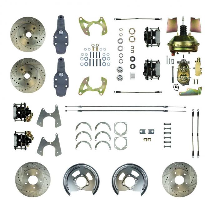 Right Stuff 1965-70 Impala, 2" Drop, 9" Booster, Power 4-Wheel Disc Brake Conversion Kit FSC654DCDS