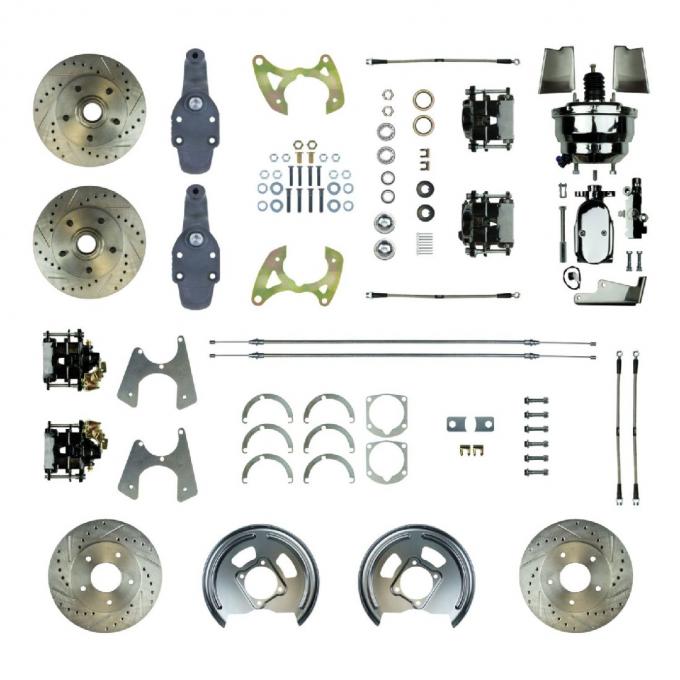 Right Stuff 1965-70 Impala, 2" Drop, 8" Booster, Power 4-Wheel Disc Brake Conversion Kit FSC654DCDSX