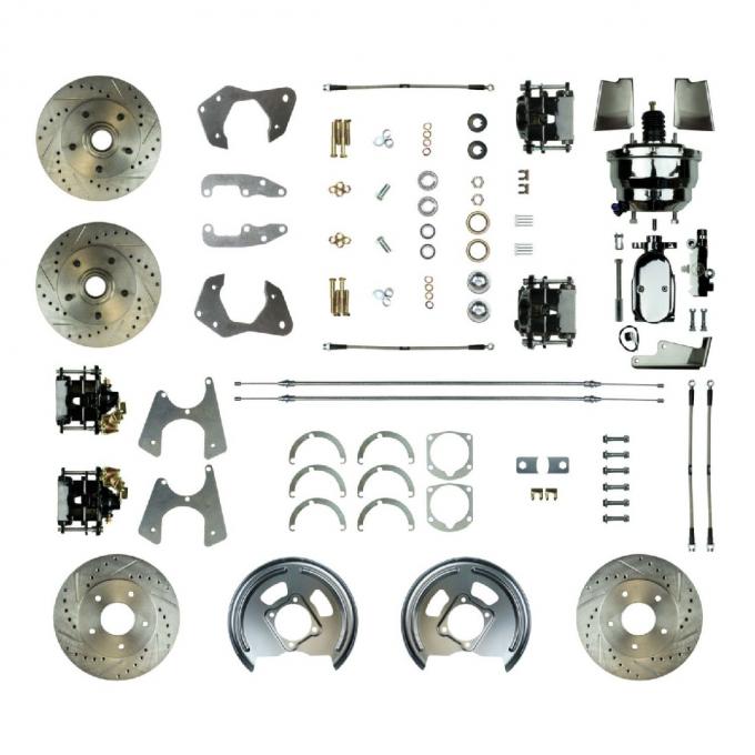 Right Stuff 1965-68 Impala, 8" Chrome Booster, Power 4-Wheel Disc Brake Conversion Kit FSC654DCCSX