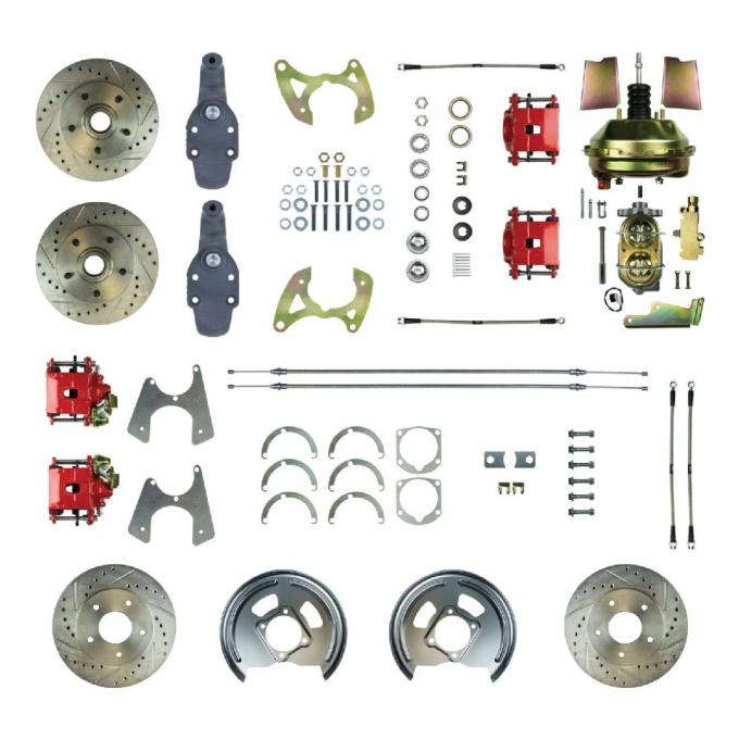 Right Stuff 1965-70 Impala, 2" Drop, 9" Booster, Power 4-Wheel Disc Brake Conversion Kit FSC654DCDZ