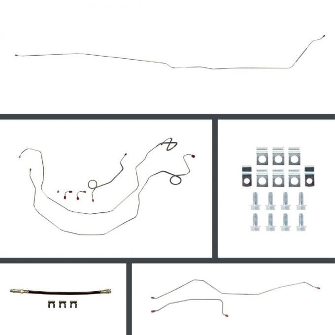 Right Stuff 1958 Chevrolet Impala, Pre-Bent Power Front Disc Conversion Brake Line Kit BSP58H2