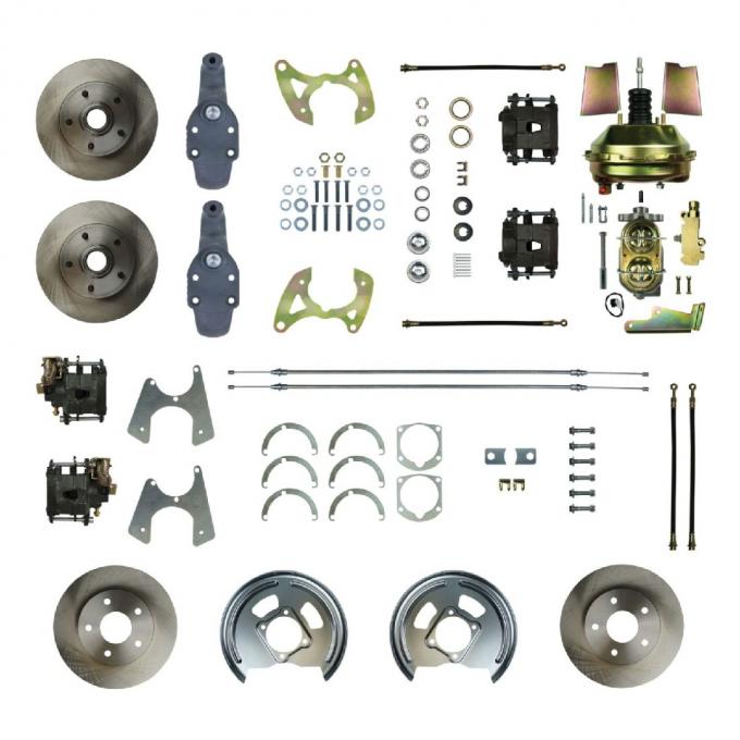 Right Stuff 1965-70 Impala, 2" Drop, 9" Booster, Power 4-Wheel Disc Brake Conversion Kit FSC654DCD