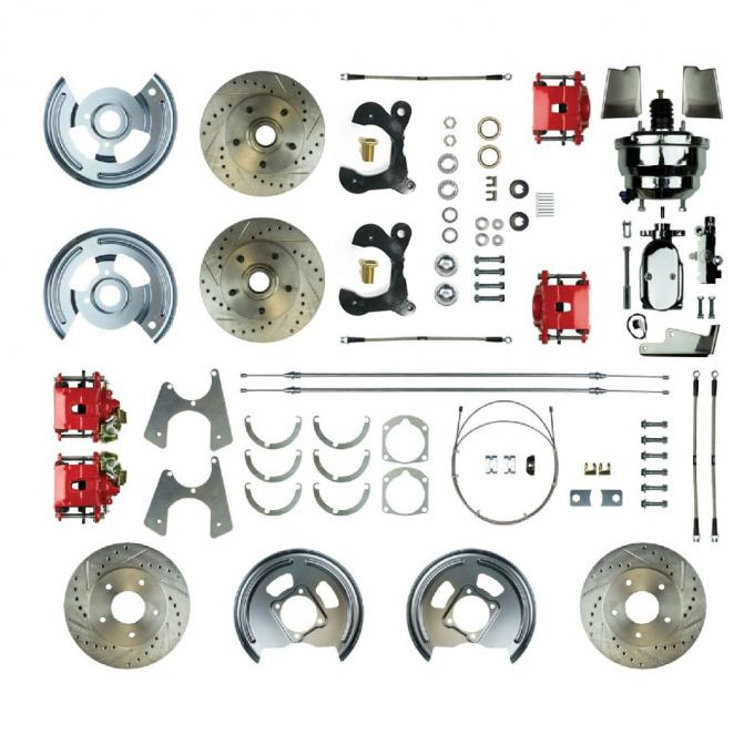 Right Stuff 1958-64 Chevrolet Impala, 8" Booster, Power 4-Wheel Disc Brake Conversion Kit FSC594DCCZX
