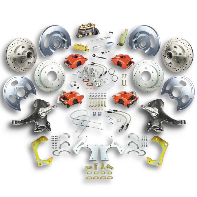 Right Stuff 1963-70 GM Truck & Suburban, 2" Drop, Manual 4-Wheel Disc Brake Kit Red Calipers TSD6346DZ