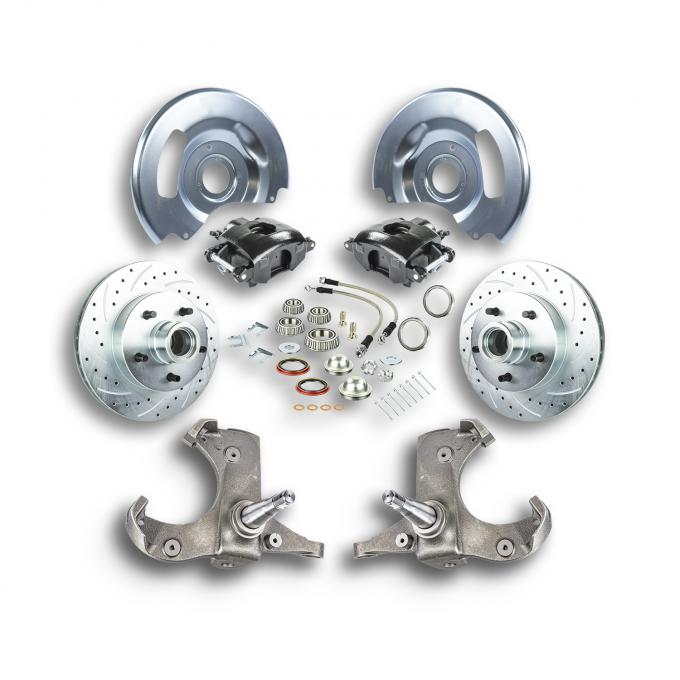 Right Stuff 1963-70 GM Truck/Suburban, 2WD, 2" At The Wheel Disc Brake kit Blk Calipers TWK6315B