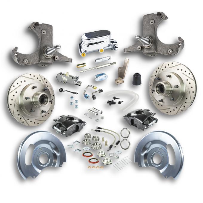 Right Stuff 60-62 Chev/GMC Truck & Suburban, Std Front Disc Brakes Blk Calipers Chrome Upper TSD6016BX